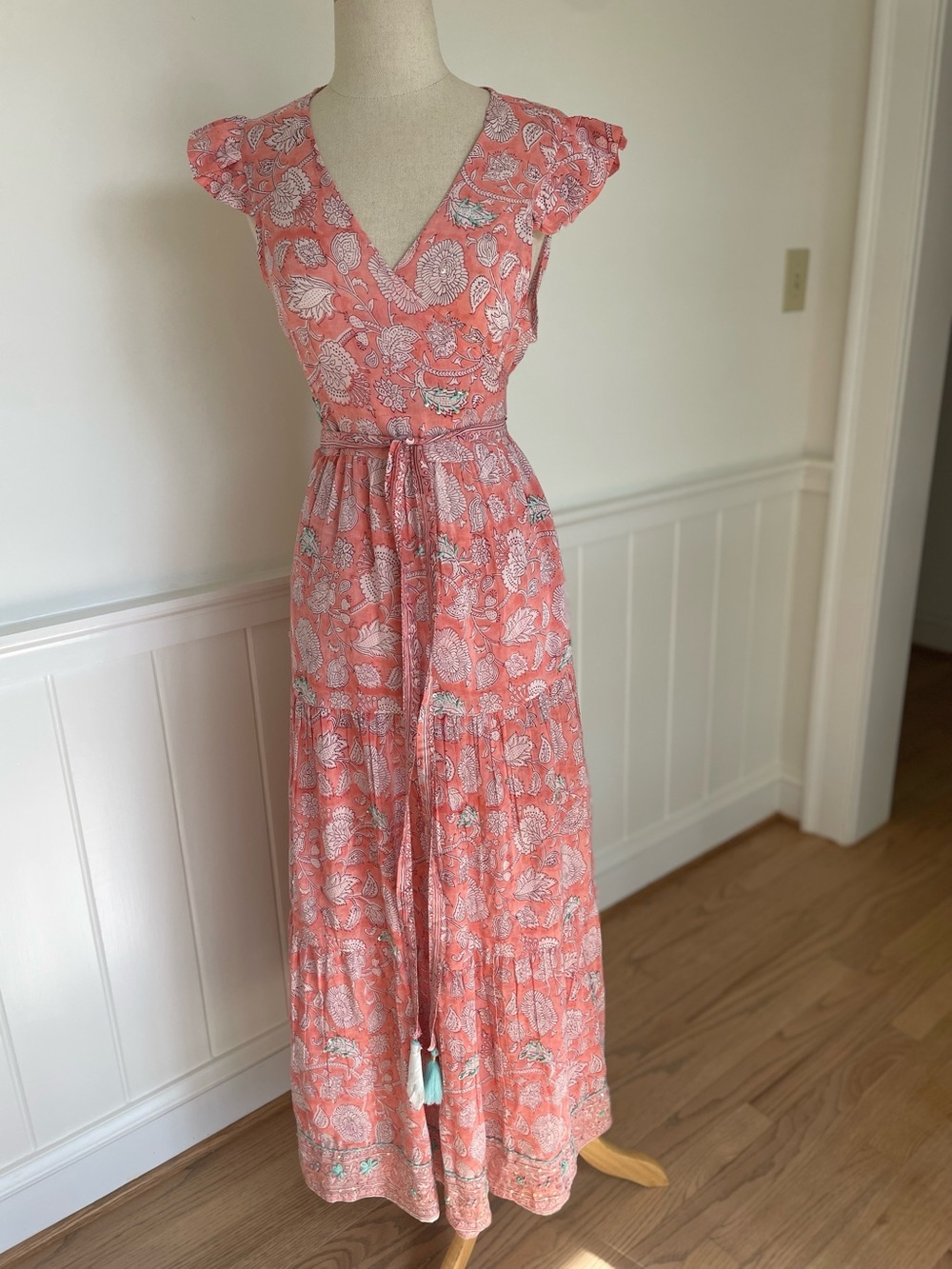 Pink flutter sleeve maxi from Bell by Alicia Bell $175